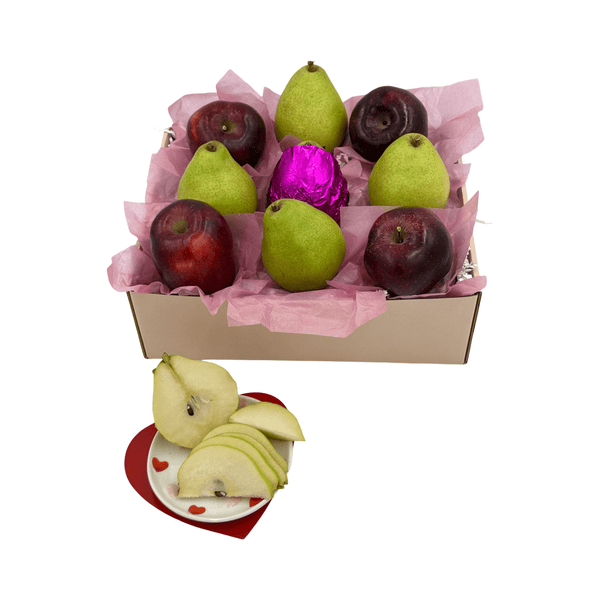 VDAY5 - Apples & Pink Pears Gift - Honey Bear Fruit Baskets